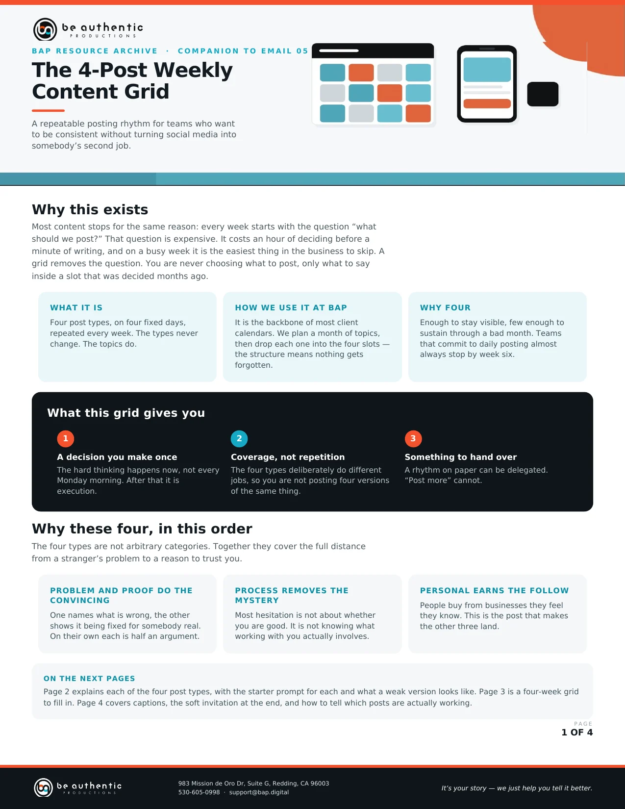 Page 1 of The 4-Post Weekly Content Grid