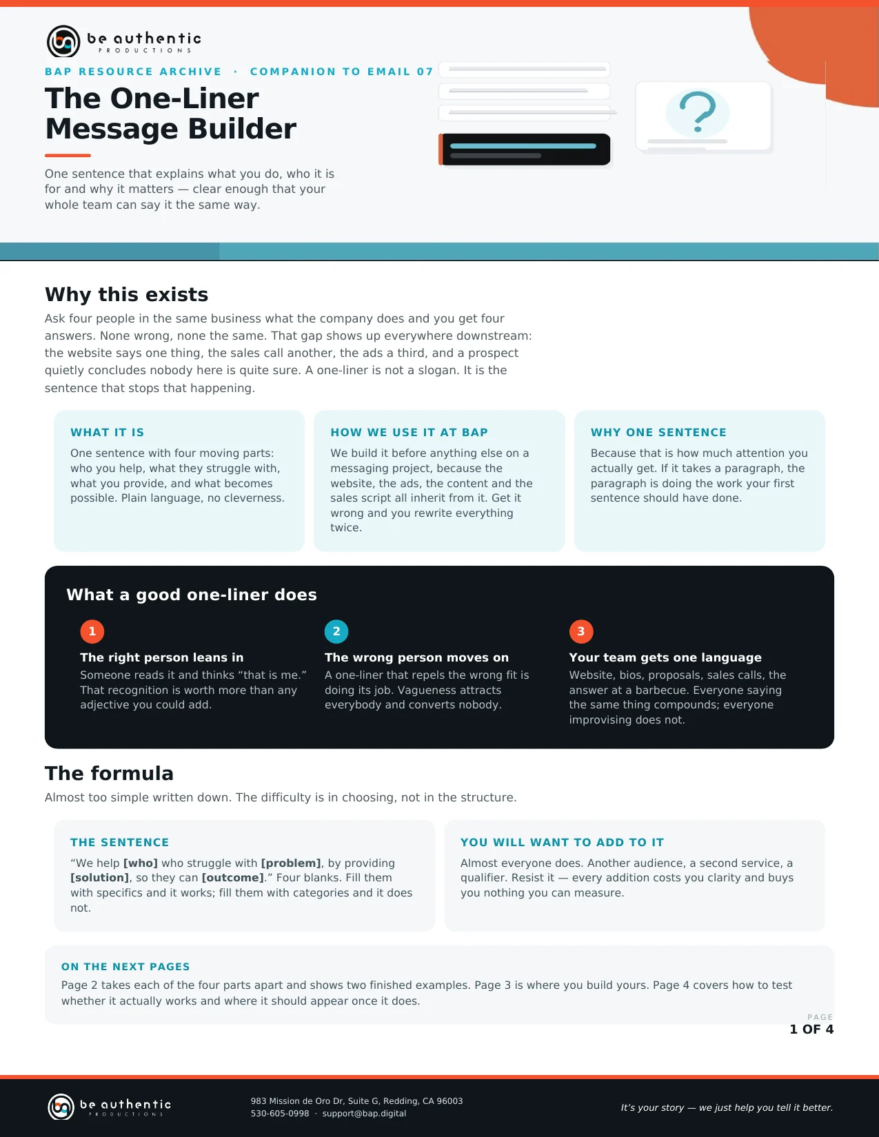 Page 1 of The One-Liner Message Builder
