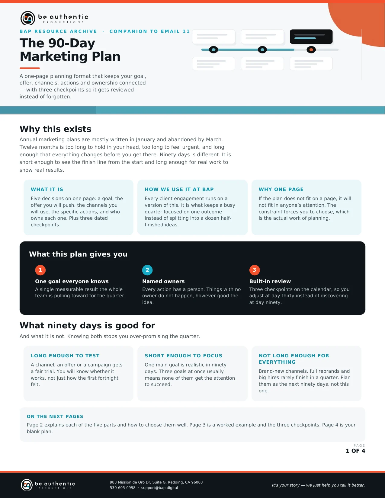 Page 1 of The 90-Day Marketing Plan