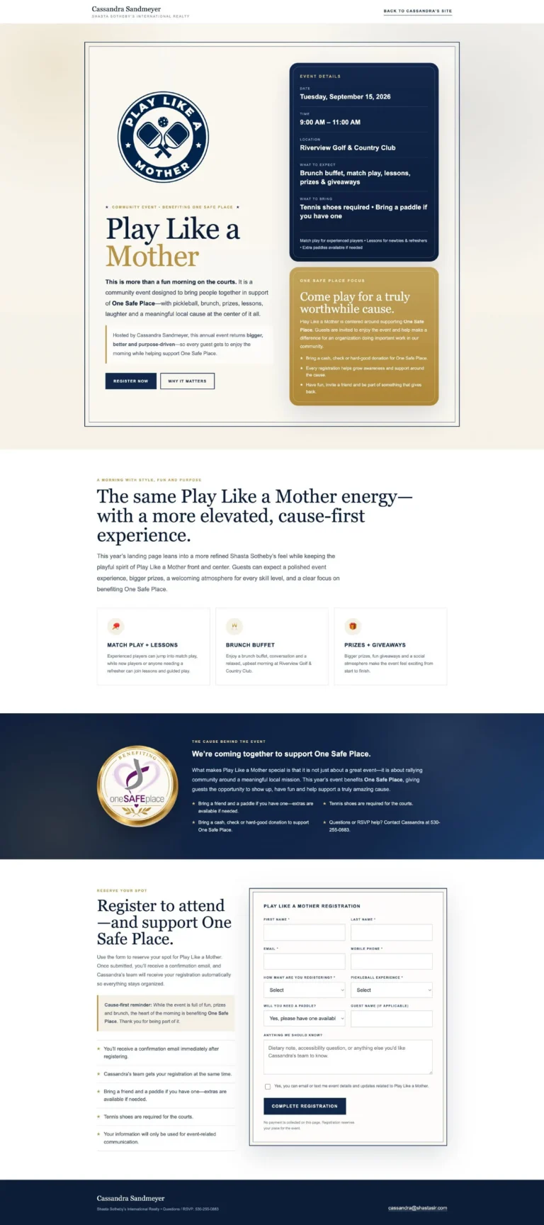 Play Like a Mother 2026 registration page