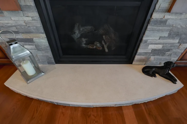 Stone fireplace detail