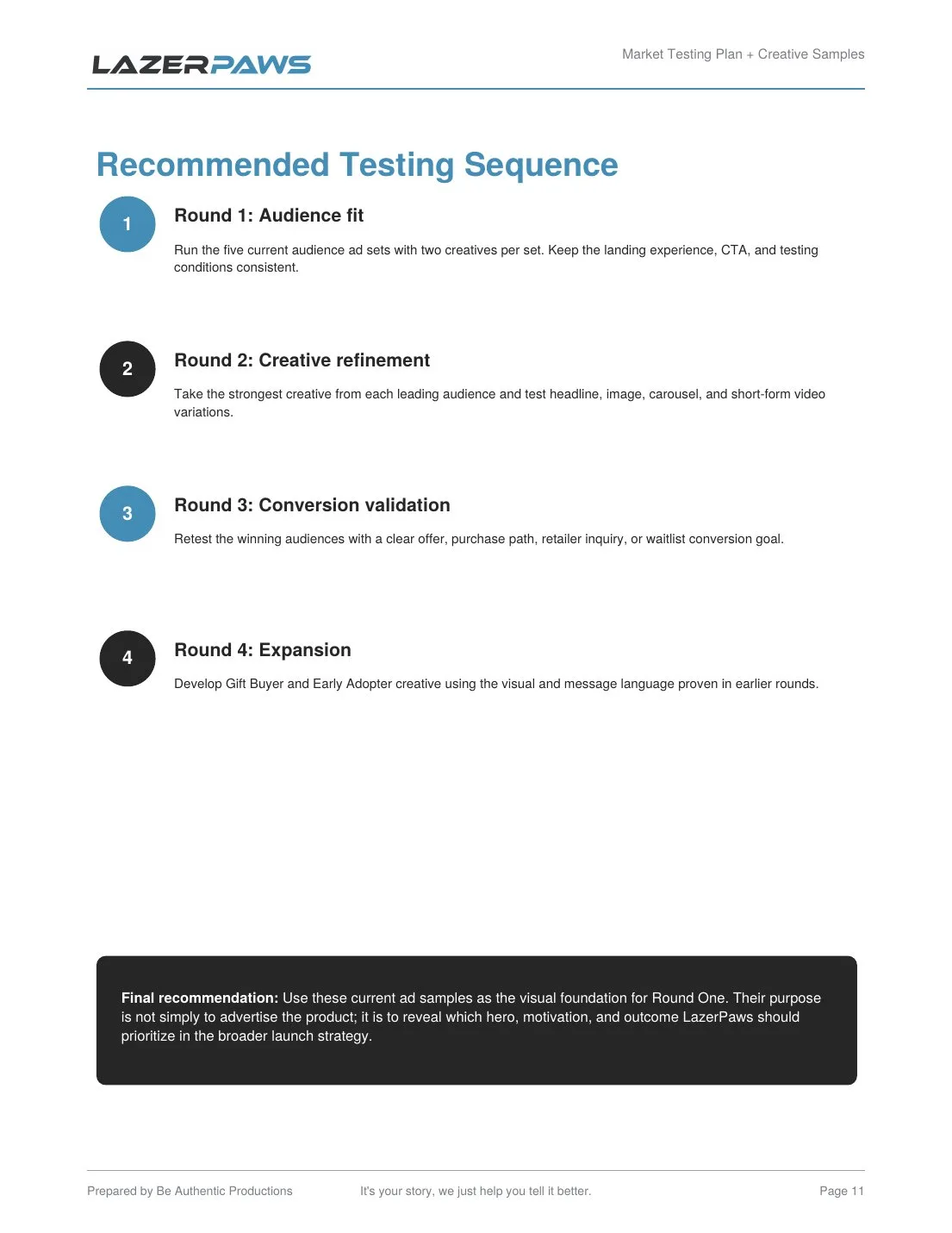 Testing sequence