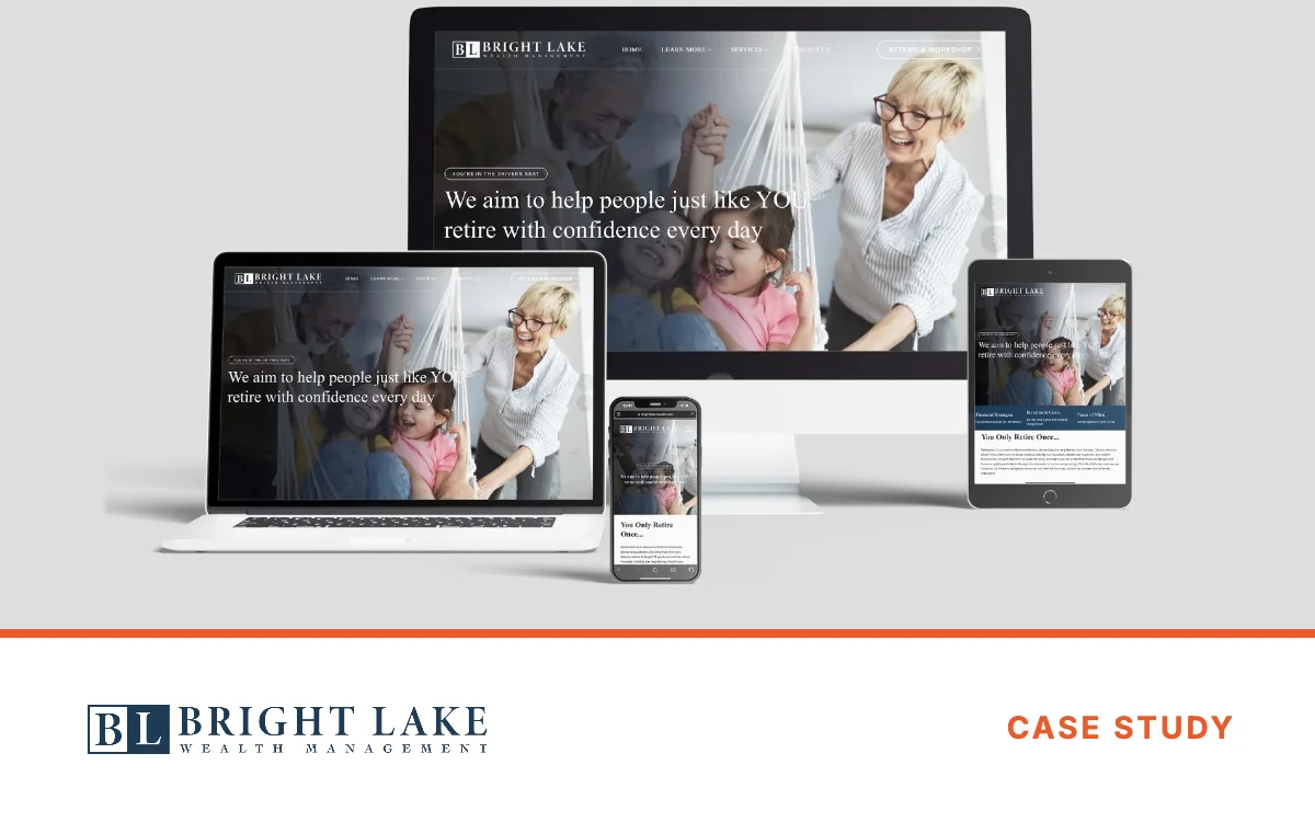 Bright Lake Wealth Management website on desktop, laptop, tablet and phone